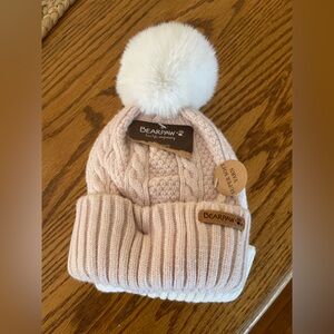 BearPaw Kids' Cream Knit Beanie with Pom